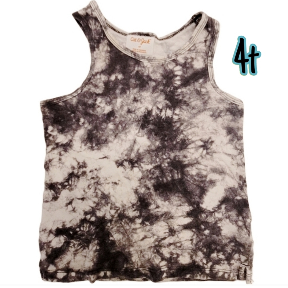 Cat & Jack Black & White Tie Dye, Toddler Tank Top, size 4t